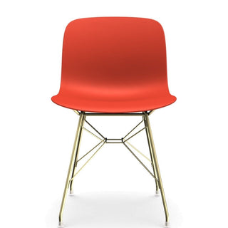 Magis Troy Wireframe sedia in polipropilene con gambe dorate Magis Rosso corallo 1490C - Acquista ora su ShopDecor - Scopri i migliori prodotti firmati MAGIS design