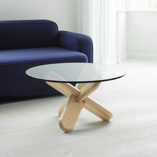 Normann Copenhagen Ding tavolino con piano in vetro trasparente diam.75 cm e gambe in legno - Acquista ora su ShopDecor - Scopri i migliori prodotti firmati NORMANN COPENHAGEN design
