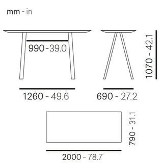 Pedrali Arki-table Wood ARK107 200x79 cm. stratificato Acquista i prodotti di PEDRALI su Shopdecor