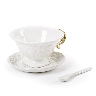 Seletti I-Wares set tè con tazza, cucchiaino e piattino in porcellana Oro - Acquista ora su ShopDecor - Scopri i migliori prodotti firmati SELETTI design