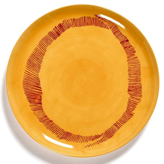 Serax Feast piatto piano diam. 26.5 cm. sunny yellow swirl - stripes red Acquista i prodotti di SERAX su Shopdecor