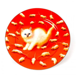Seletti Toiletpaper Kitten piatto piano gattino bordo oro diam. 27 cm. Acquista i prodotti di TOILETPAPER HOME su Shopdecor