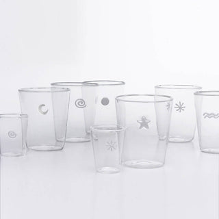 Zafferano Symbols Set 6 bicchieri acqua trasparenti con simboli vari Acquista i prodotti di ZAFFERANO su Shopdecor